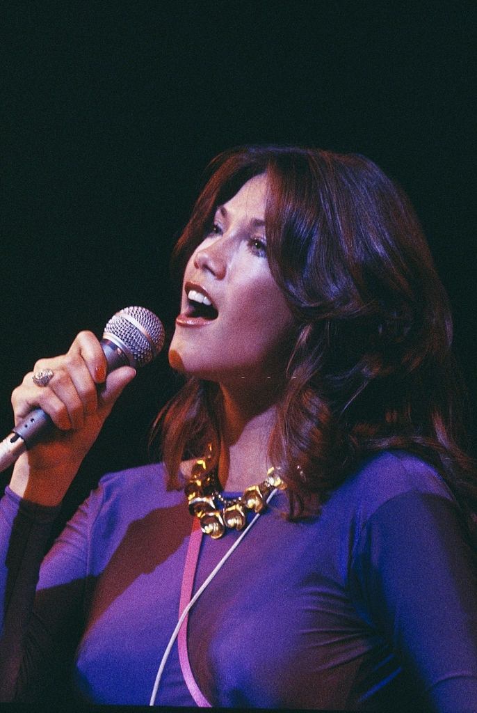 Barbi Benton performing on stage circa 1975.