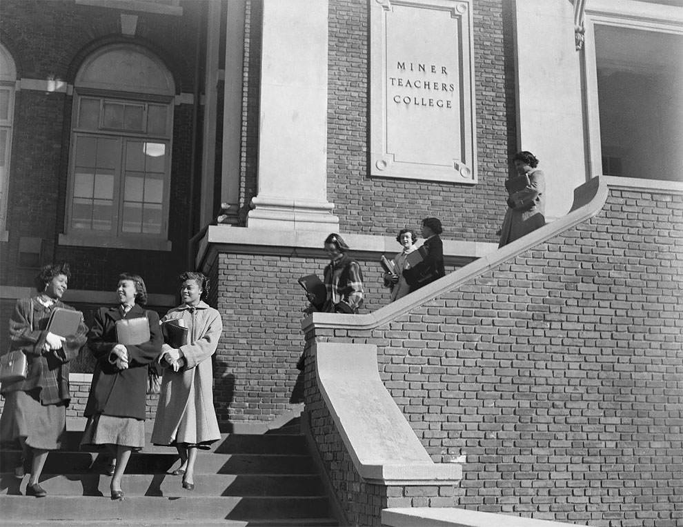 Women walking out of Miner Teacher’s College on Georgia Avenue NW. Alumni included Emma V. Brown, the first African American to teach in D.C public schools, and Major James E. Walker, a World War I veteran.