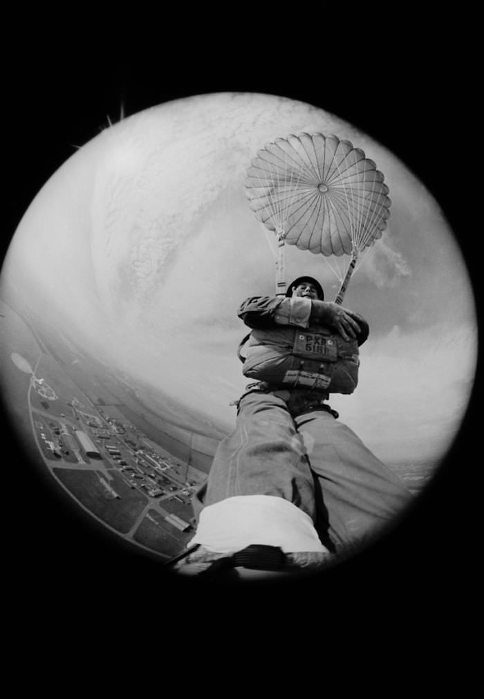 Photojournalist Terry Fincher With A Fish-Eye Lens Strapped To His Foot, 1966.