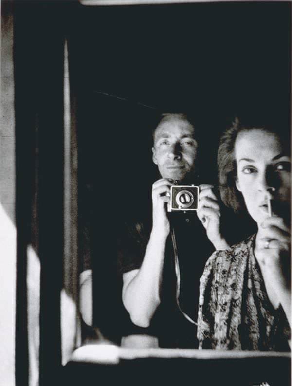 Australian modernist painter Albert Tucker takes a mirror selfie with wife and fellow artist Joy Hester, 1939.