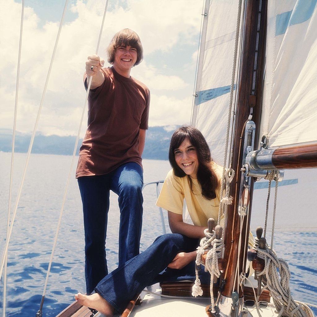 Karen Carpenter and Richard Carpenter on the boat in Lake Tahoe.