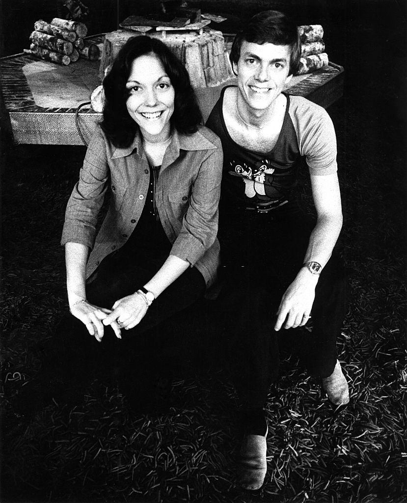 Karen and Richard in the lounge of The Hilton Hotel, Amsterdam, 1972.