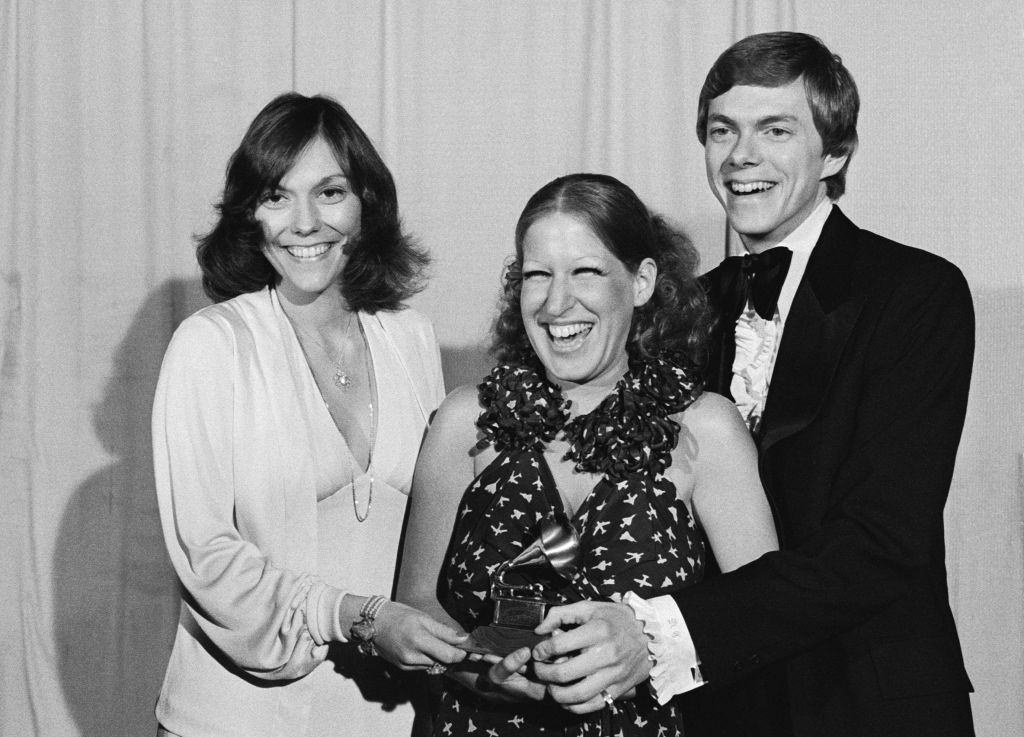 Karen and Richard with Bette Midler at the 16th Annual Grammy Awards on March 2, 1974.