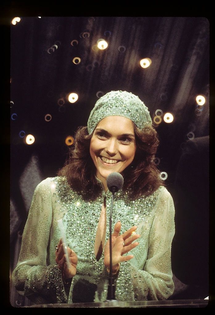 Karen Carpenter performing on the stage, 1976.