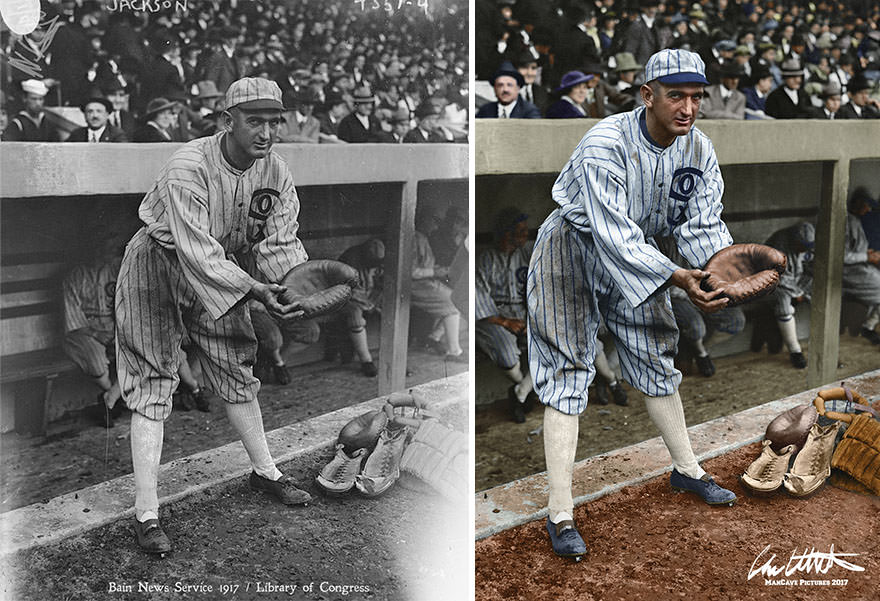 "Shoeless" Joe Jackson. Chicago White Sox, in their championship year of 1917