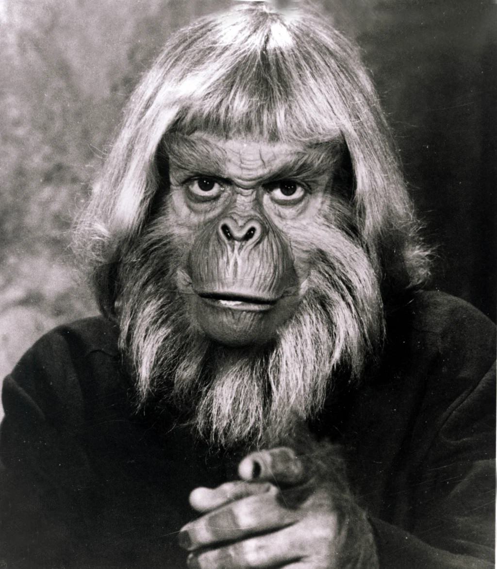 Maurice Evans in character as Dr. Zaius.