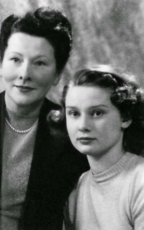 Audrey Hepburn and her mother, Baroness Ella Van Heemstra, c. 1946.