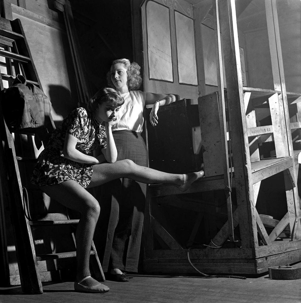 Audrey Hepburnauditions for a part in the chorus of 'High Button Shoes' in London's West End, 1948.