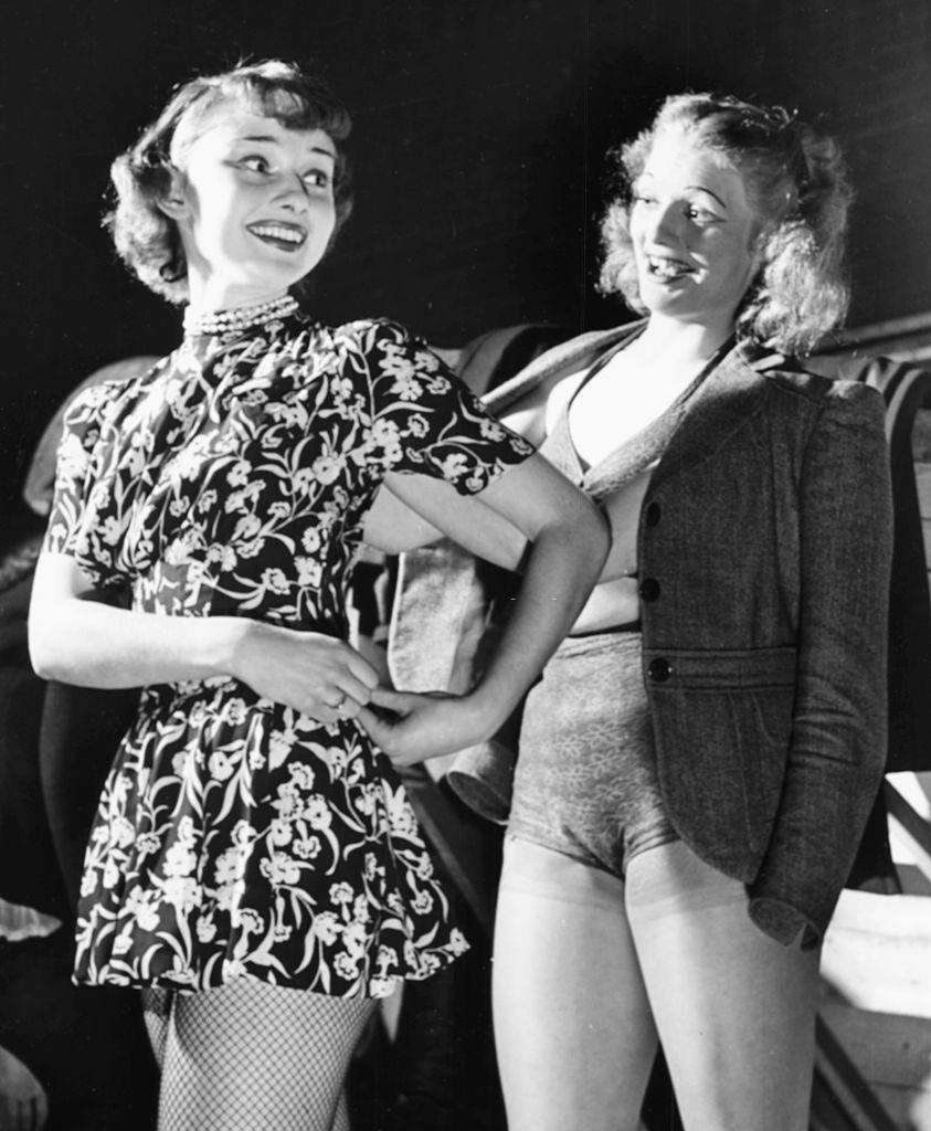 Audrey Hepburn with Babs Johnston, 1948.