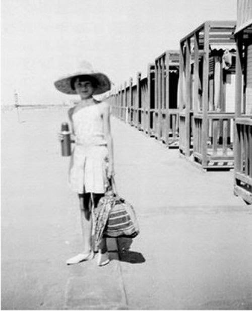 Audrey at the beach in 1937, 8 years old, before the war.