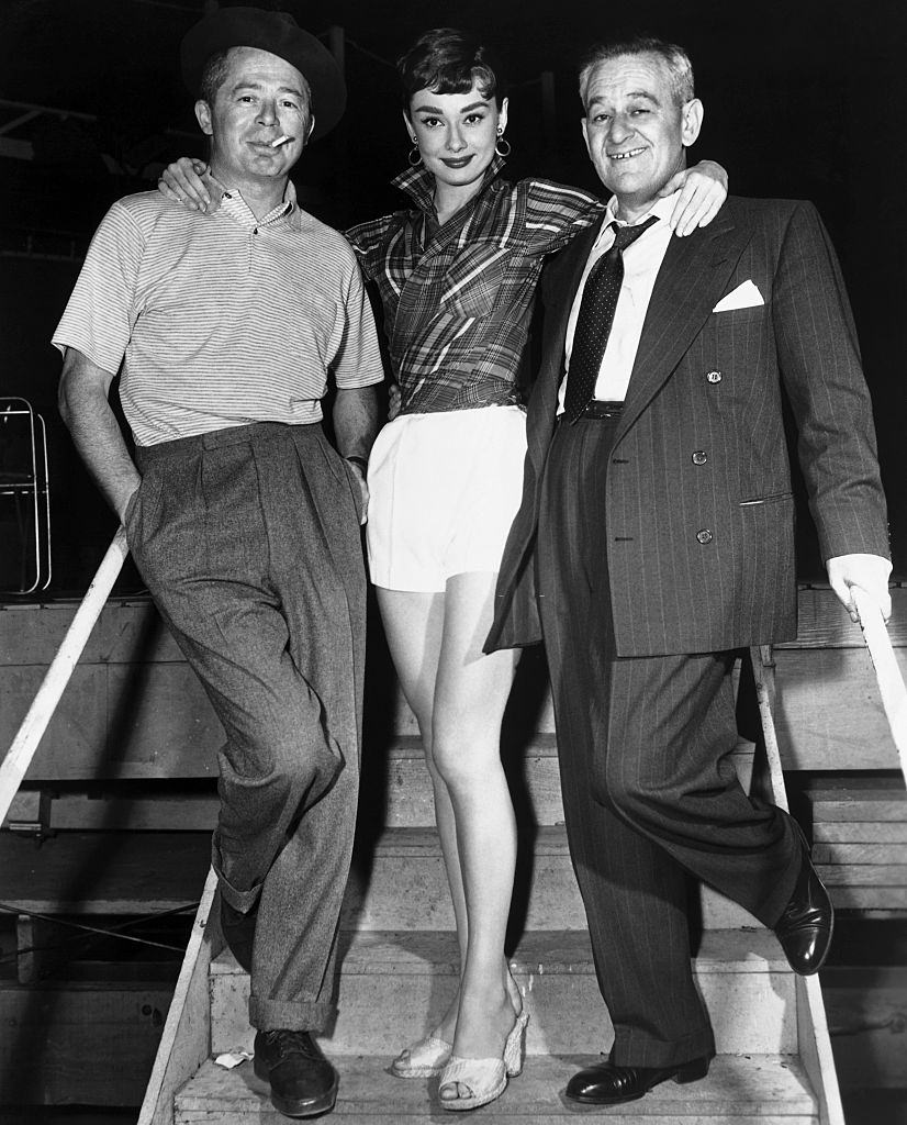 Audrey Hepburn with Billy Wilder and William Wyler.