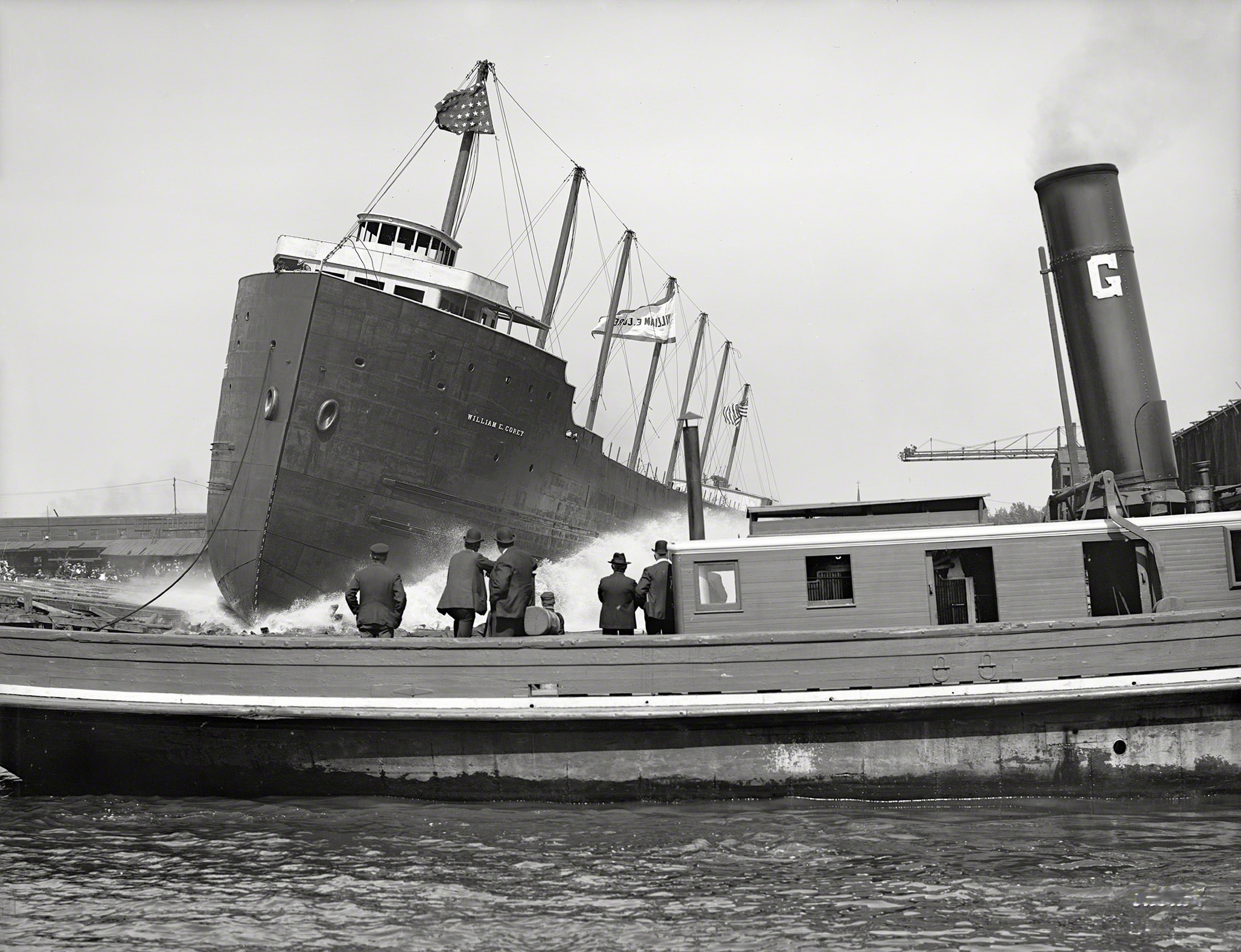 Steamer William E. Corey, the launch, South Chicago, June 24, 1905