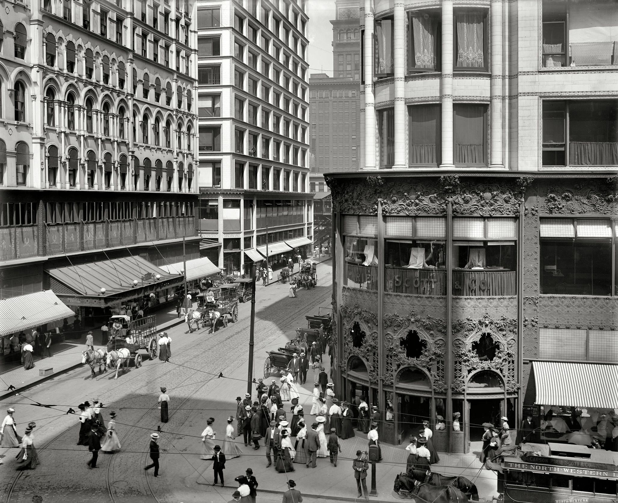 Madison and State streets, Chicago, 1907