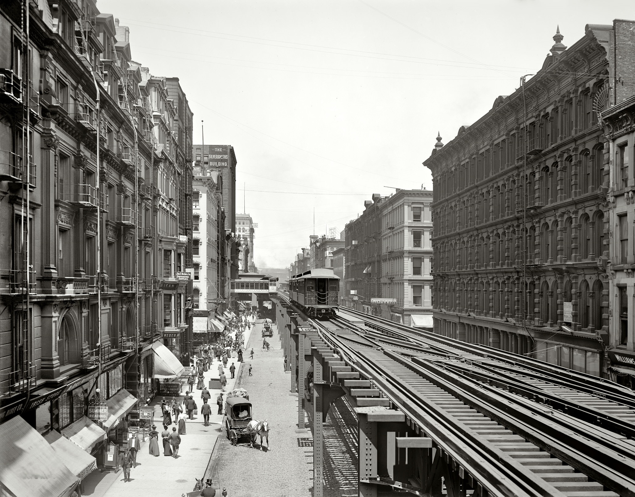 Wabash Avenue north from Adams Street, Chicago, 1900