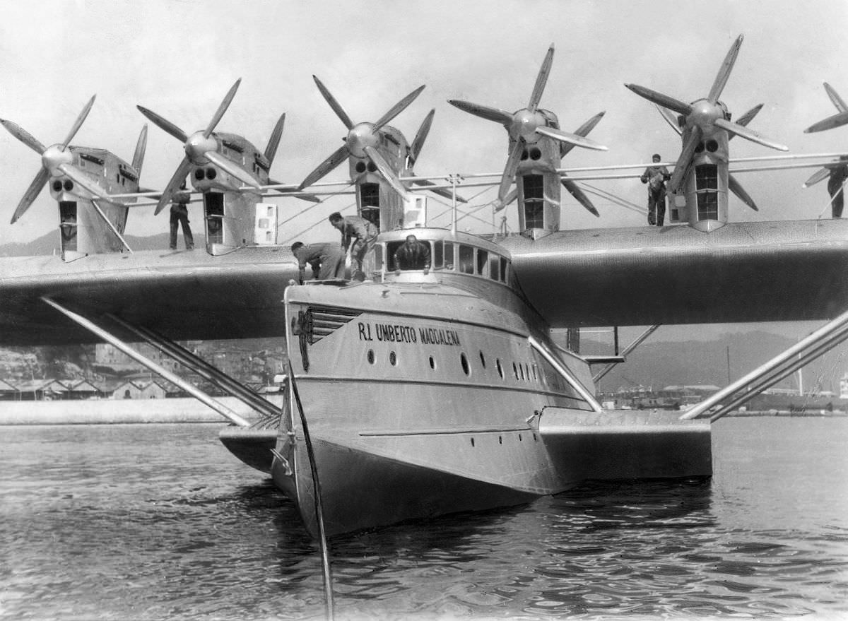 The Italian-owned Dornier Do-X2 flying boat “Umberto Maddalena,1931