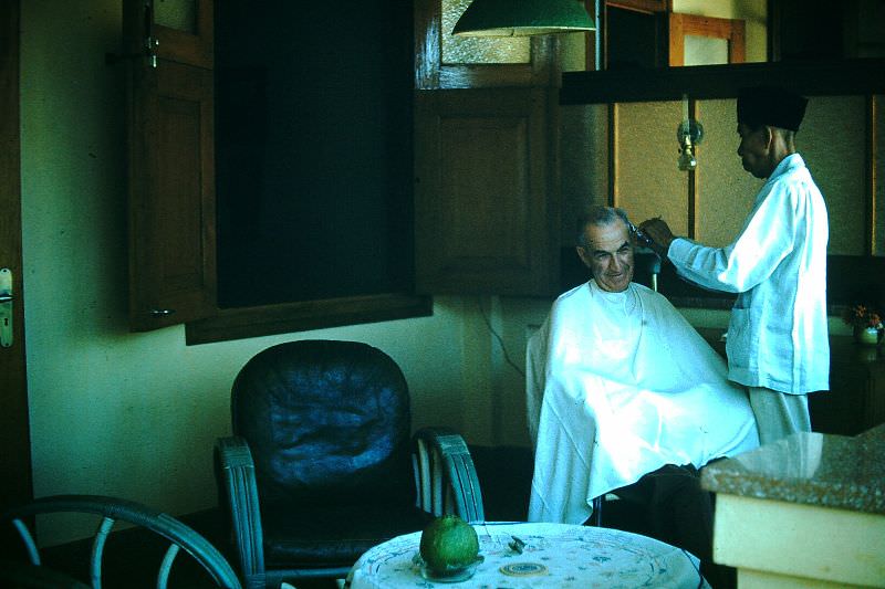 Haircut in Denpasar, Bali, 1952