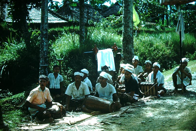 Musicians for Barong, Bali, 1952
