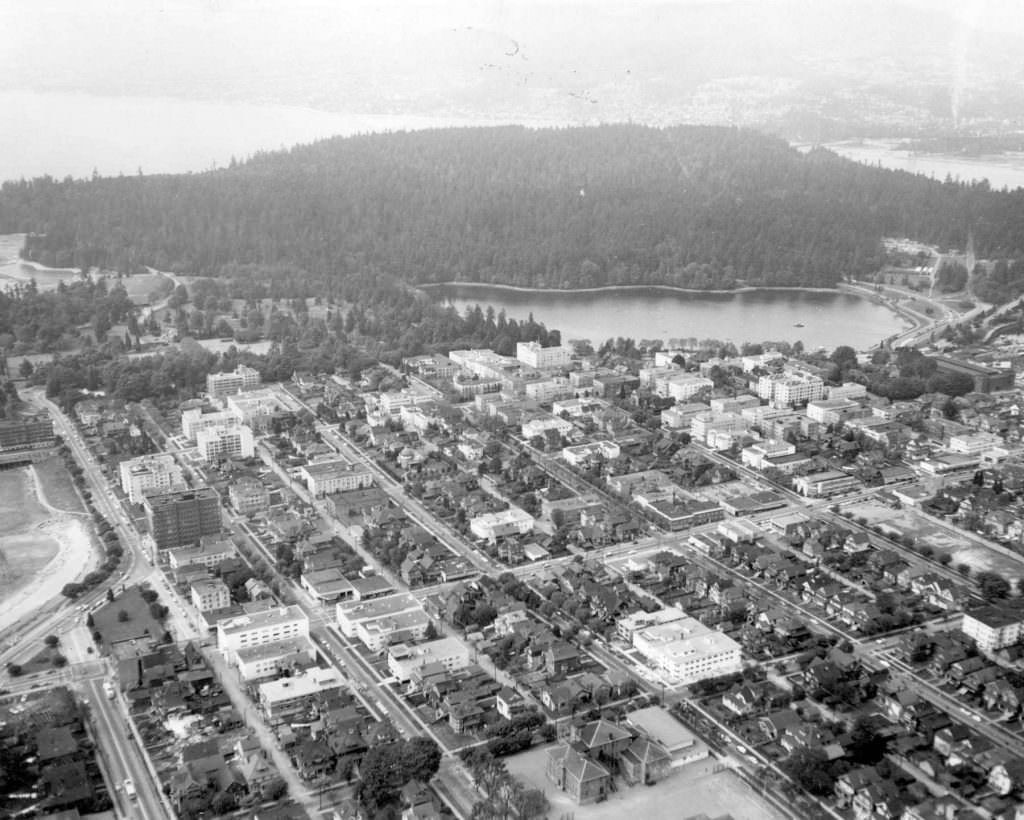 Aerial view of the West End, 1957