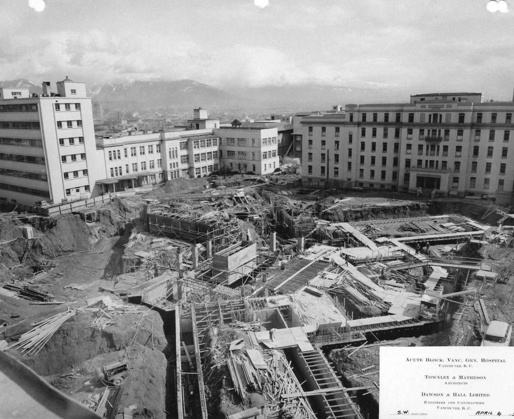 Vancouver General Hospital under construction, 1956