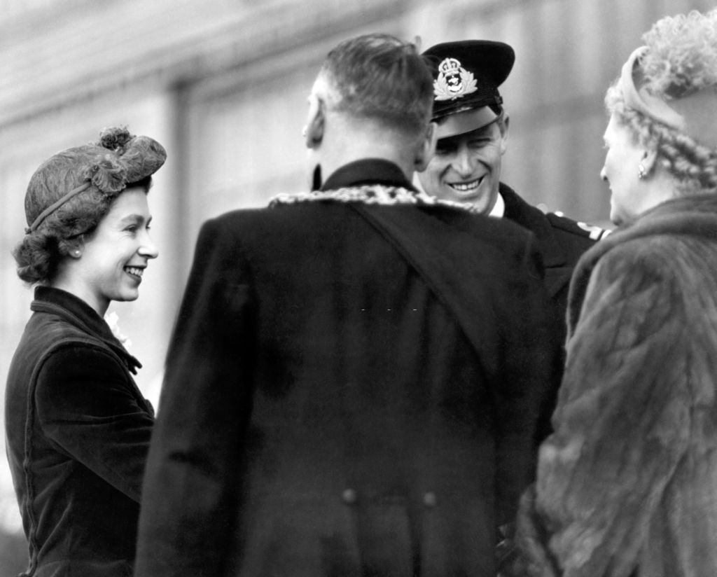 Princess Elizabeth and the Duke of Edinburgh are greeted by Major and Mrs Hume of Vancouver, 1950s.