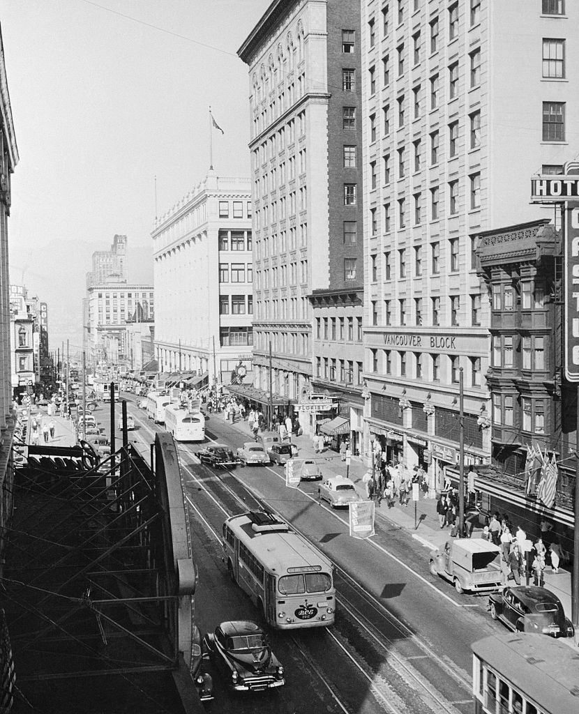Vancouver, street scene, 1954.