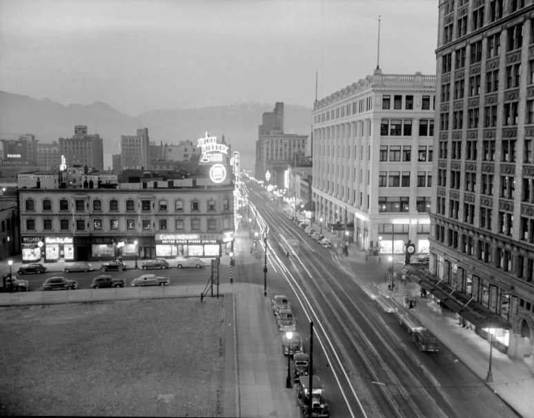 Granville Street from Georgia looking north, Vancouver, 1950
