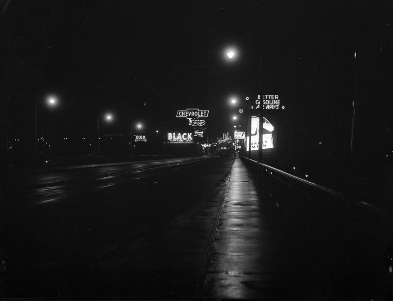 View of north end of Granville Bridge looking north Vancouver, 1956