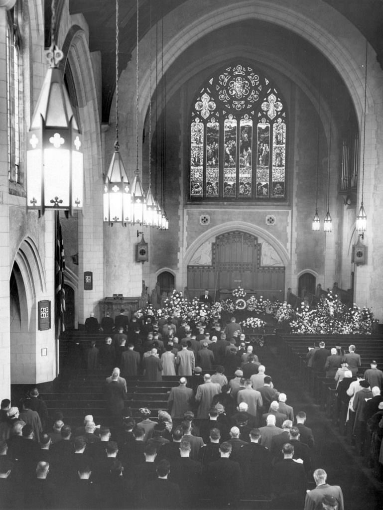 Interior of St. Andrew’s Wesley United Church, 1955