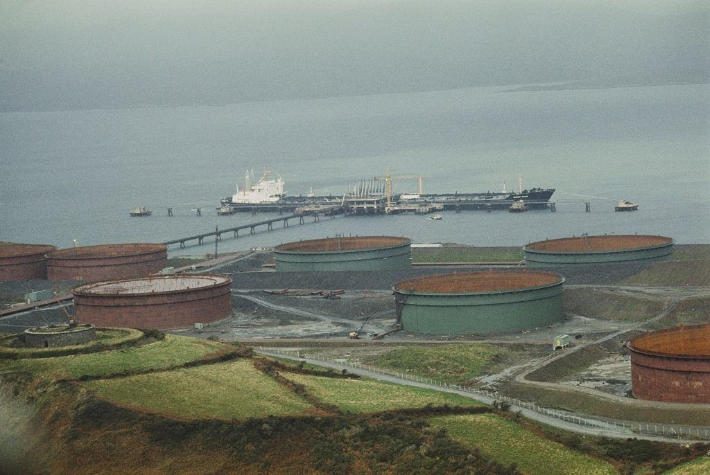 Gulf Oil's Bantry Bay deep sea terminal in Ireland, 1968.