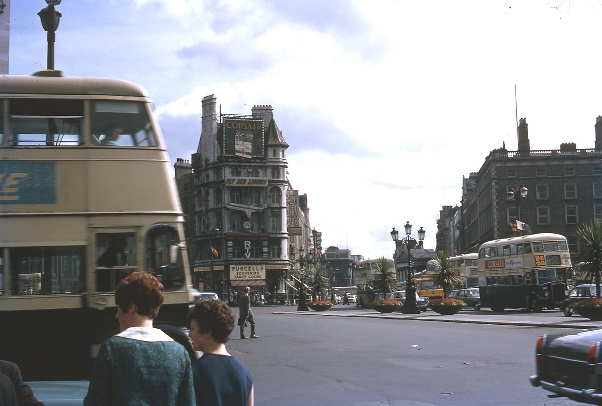 Daniel O'Connell Monument in Dublin, Ireland 1969.