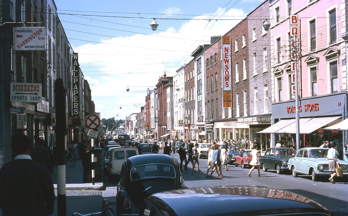 Limerick main Shopping street, Ireland, 1969.
