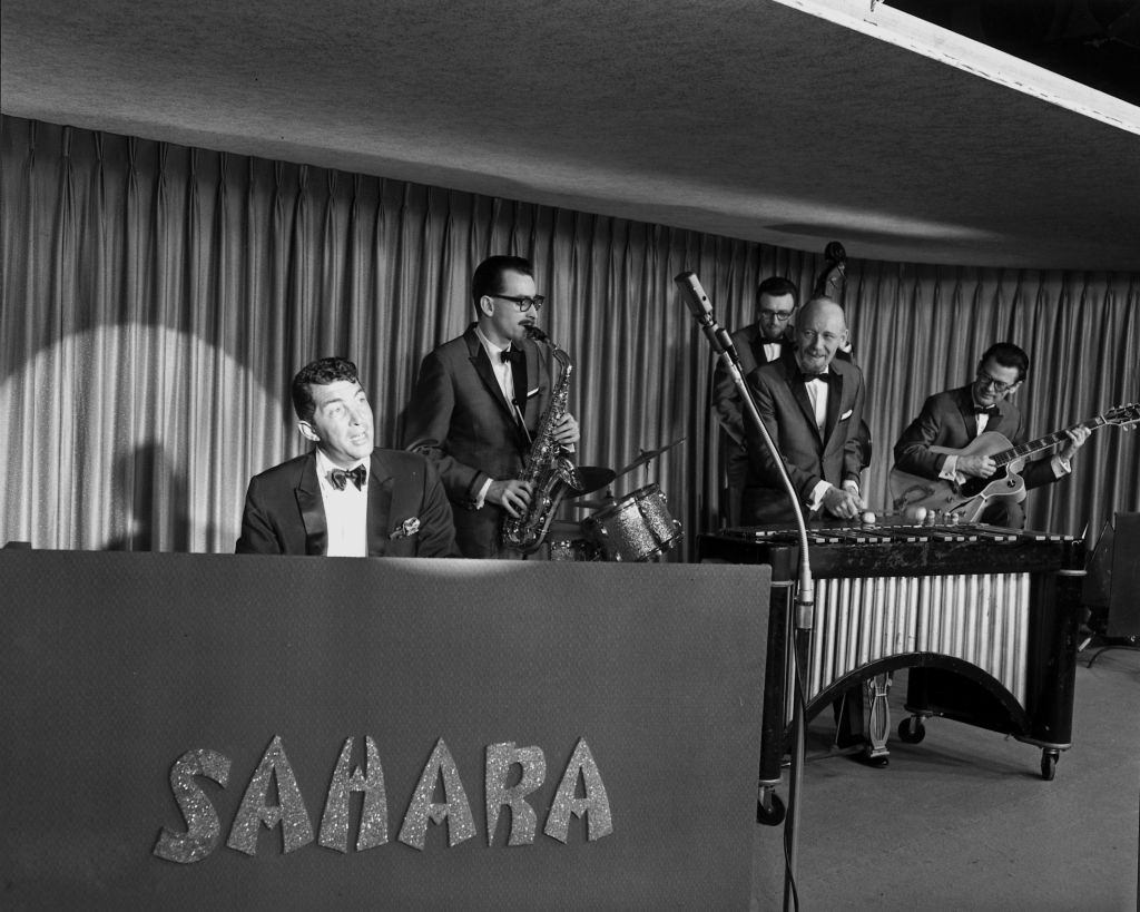 Dean Martinperforms at the Sahara casino in Las Vegas, 1960.