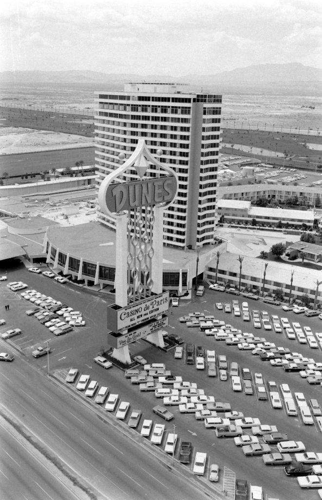 Aerial view of Dunes Casino in Las Vegas, 1966.