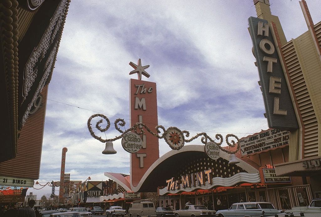 Casinos along East Fremont Street, Las Vagas, 1964.