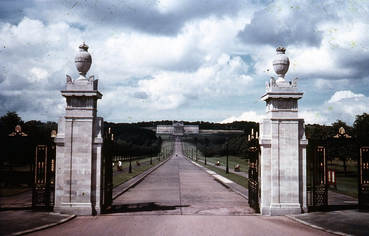 Gates to Stormont Belfast, Northern Ireland, 1969.