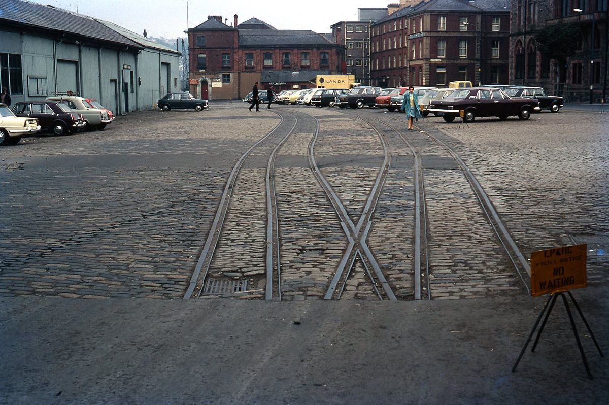 Dual gague track on the wharves at Derry, Northern Ireland, 1969.
