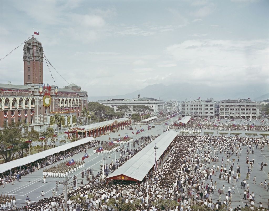 Military personnel of the Republic of China Air Force on parade in Taiwan, circa 1960.