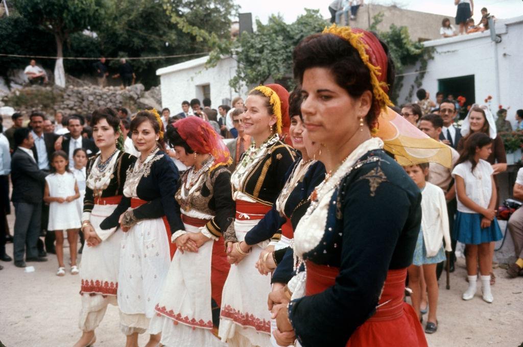 A traditional wedding dance in Anogia, Greece, 1973.
