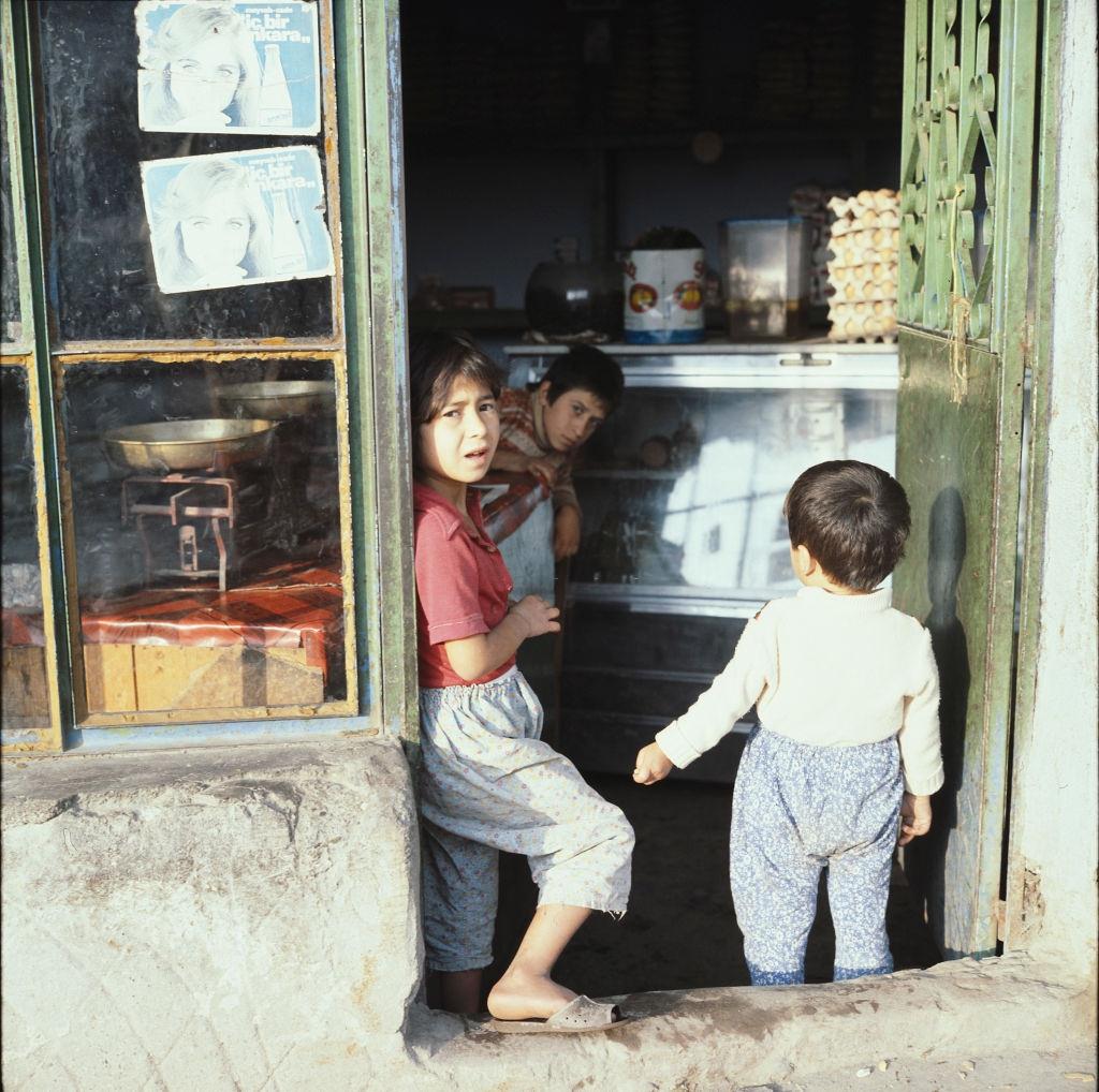 Children in a food store, Istanbul 1976.