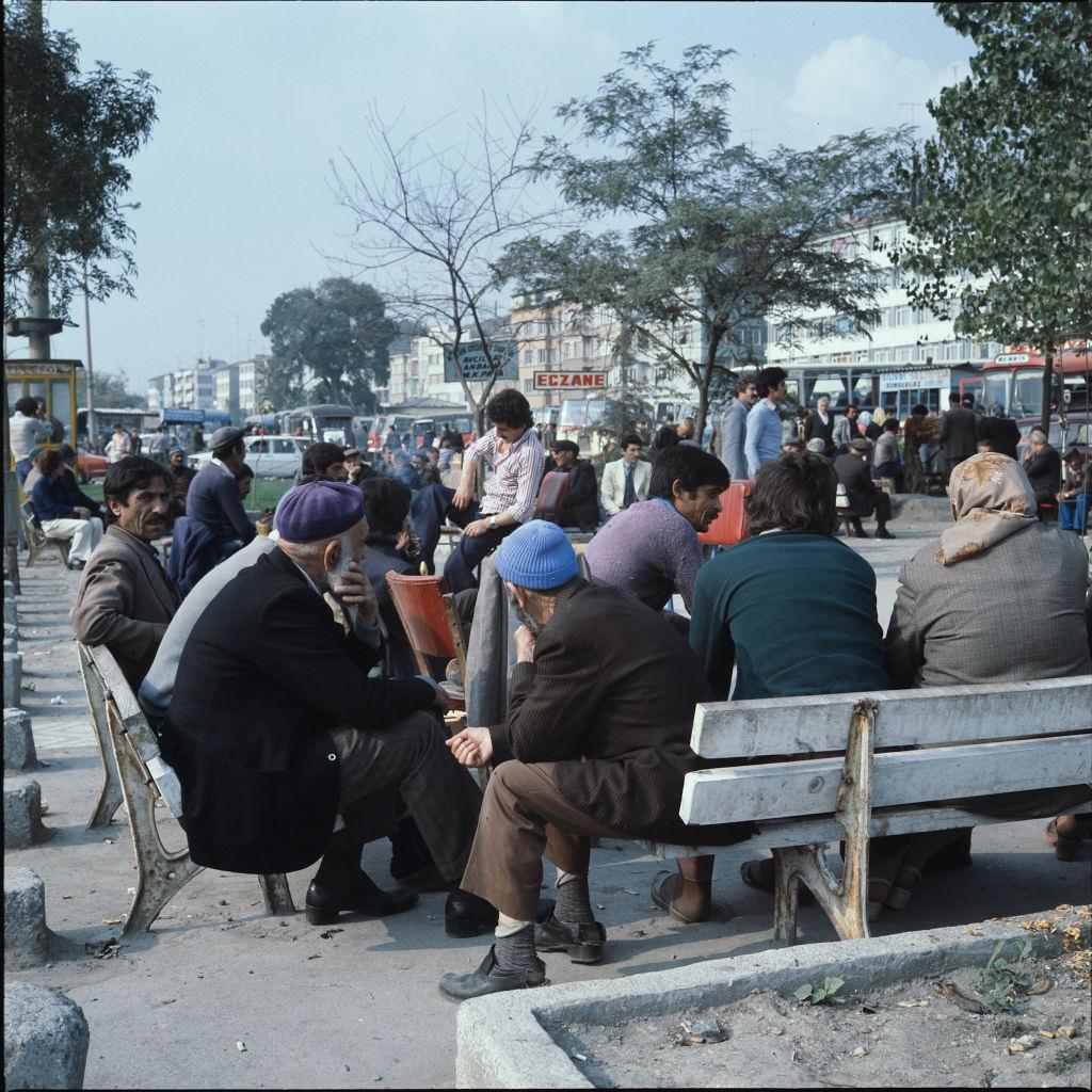Men sitting in park, Istanbul 1976