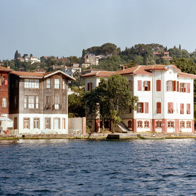 Homes on the Bosphorus Strait, near Istinye, Istanbul, 1970s