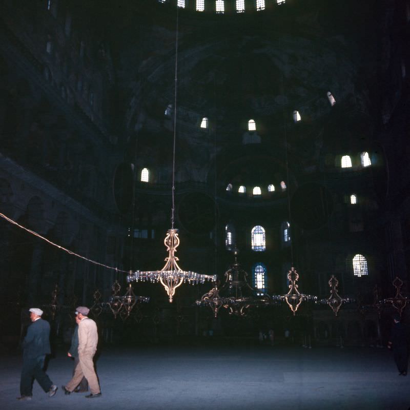 Inside the Hagia Sophia Mosque, Istanbul, 1970s
