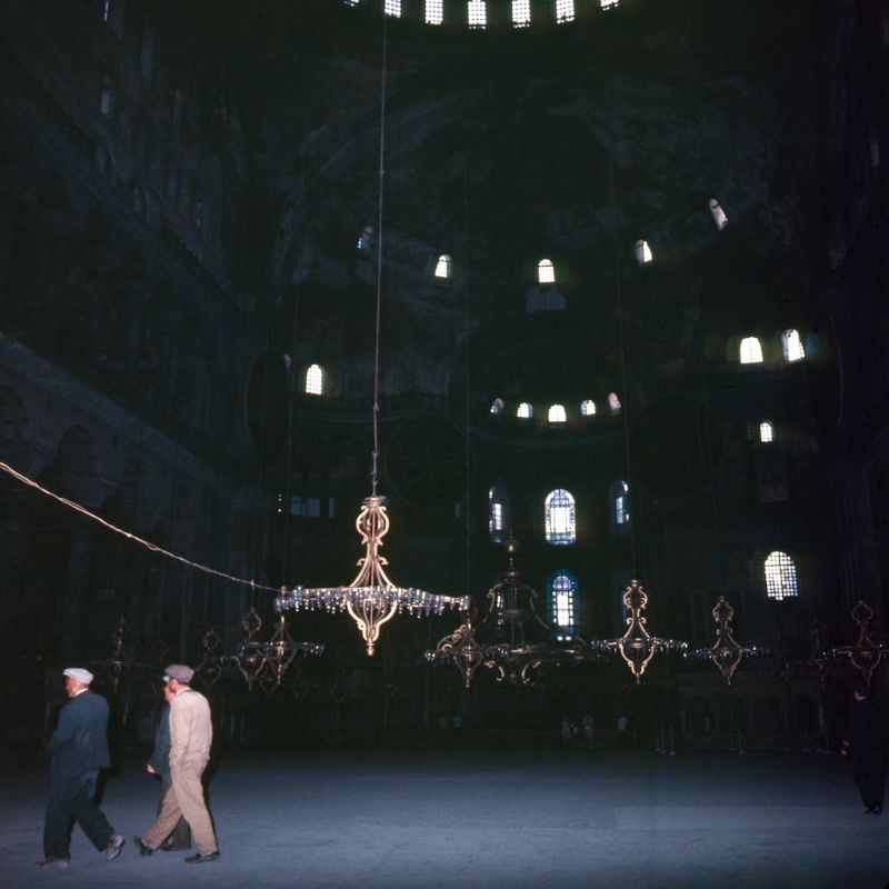 Inside the Hagia Sophia Mosque, Istanbul, 1970s