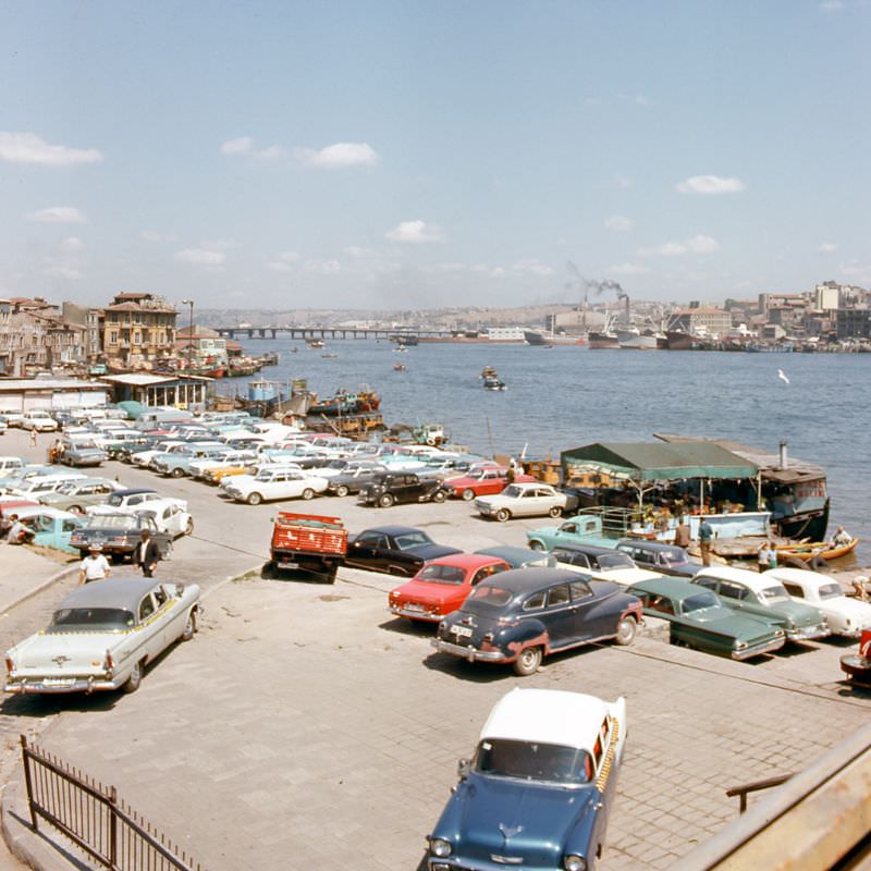 View of Galata Bridge from Sirkeci, Istanbul, 1970s
