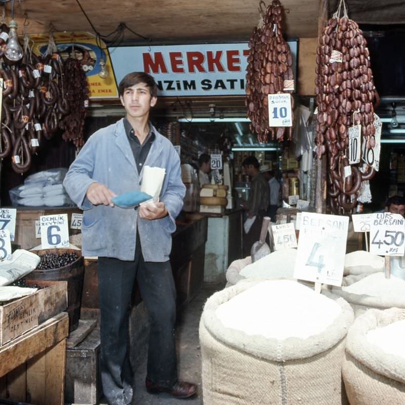 A shop at the Spice Bazaar, Istanbul, 1970s