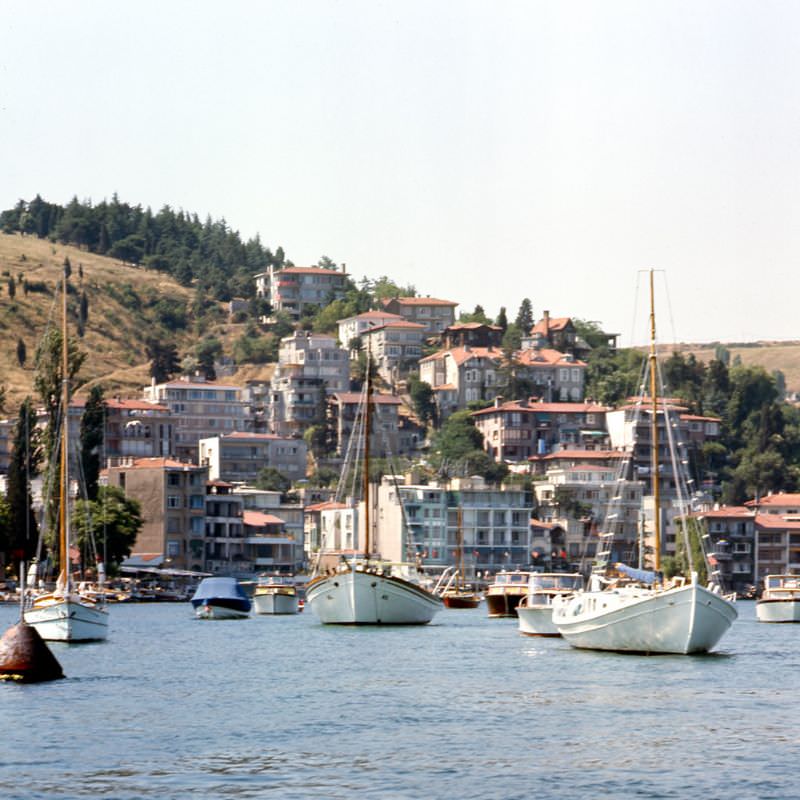 Boats on the Bosphorus Strait, Istanbul, 1970s