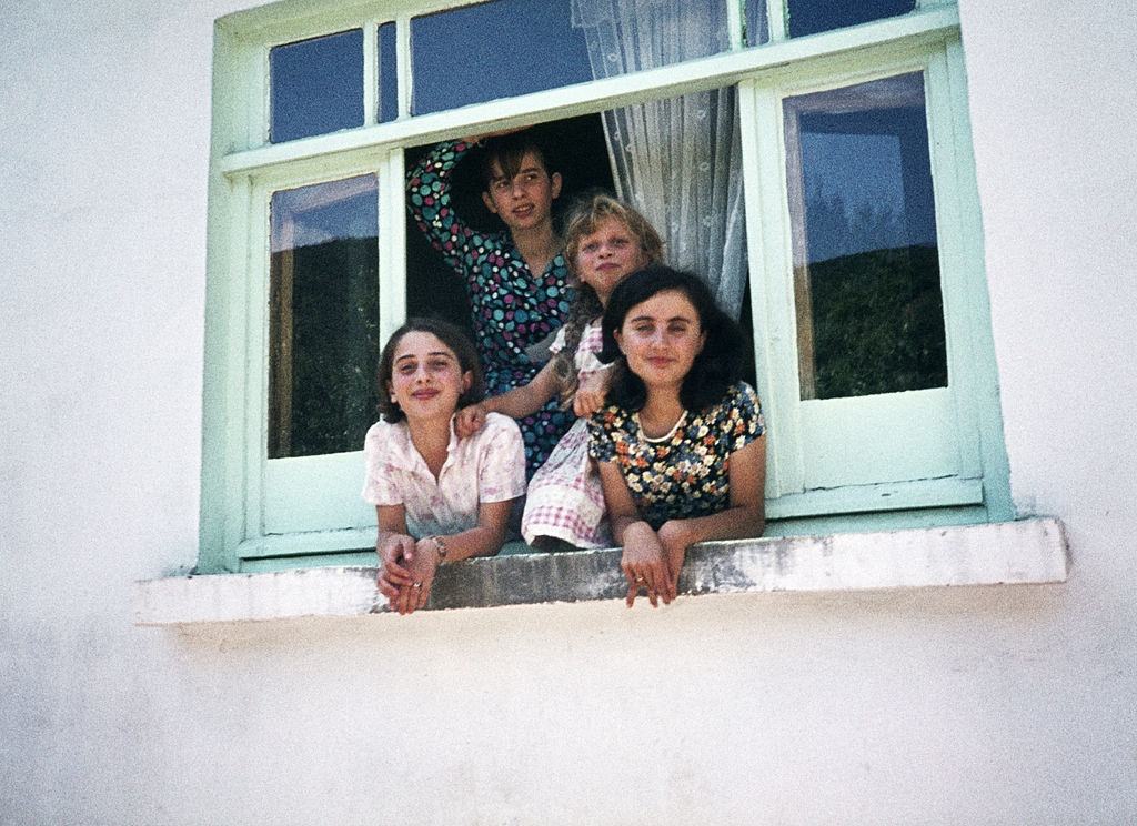 Girls spotted in window in the Turkish town of Anadolu Kavagi, August 1970