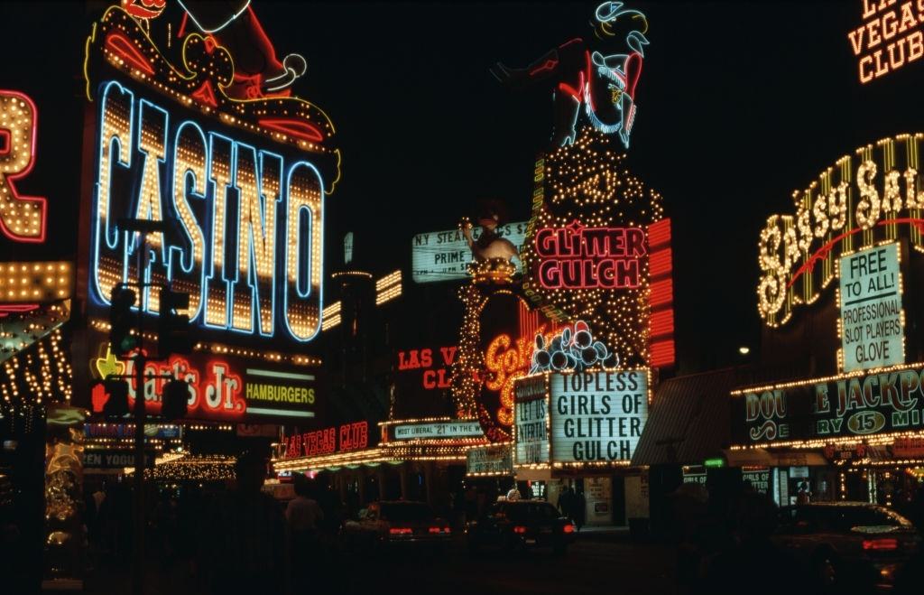 Beautiful view of Las Vegas at night, 1975.