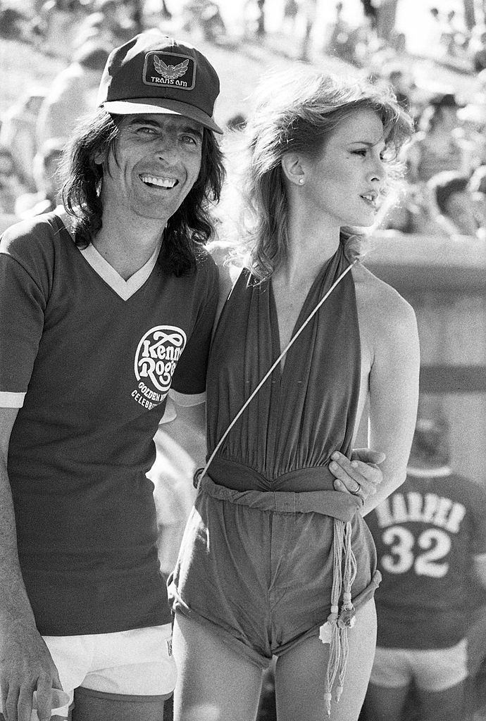 Alice Cooper with his wife Sheryl Goddard at the Kenny Rogers Golden Nugget celebrity softball game in Las Vegas, 1977.