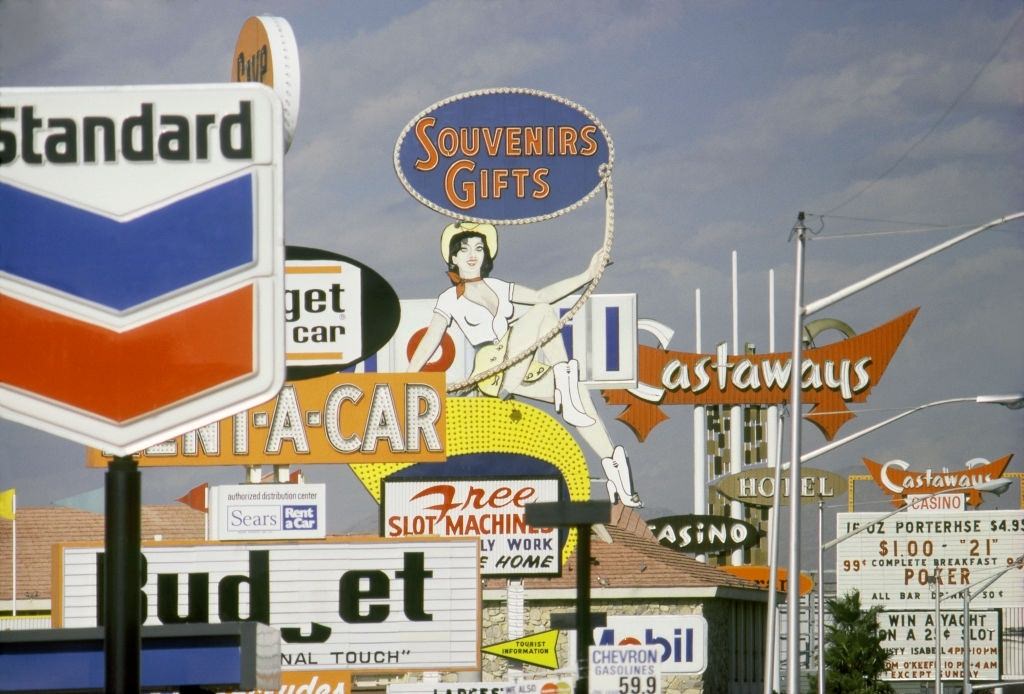 A view of the Castaways Hotel Las Vegas Strip, 1975.